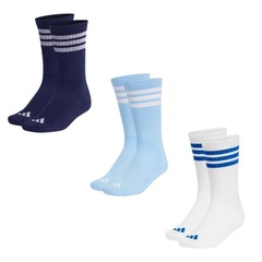 Meias adidas Cano Médio 3 Stripes Essentials - 3 pares - Unissex - Foto 1