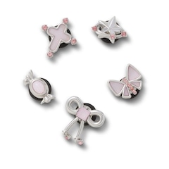 Kit Jibbitz Prata e Rosa Pack com 5 Peças - Foto 1