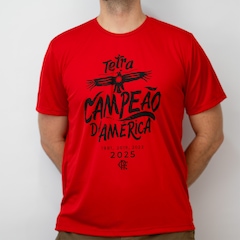 Camisa Do Flamengo Tetra Libertadores 2025 Campeão Da América Braziline - Masculino - Foto 2