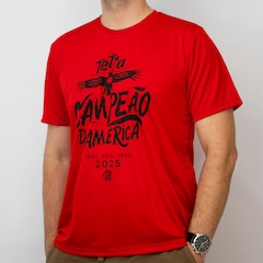 Camisa Do Flamengo Tetra Libertadores 2025 Campeão Da América Braziline - Masculino - Foto 3
