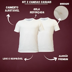Kit 2 Camisetas Casuais Algodão Bordado Off White Dx Essentials - Masculino - Foto 2