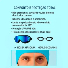 Kit Mascara de Natação Gold Sports Pacific Swin Polarizada 15.0 HD + Clip Nasal E Ear Plug - Foto 5