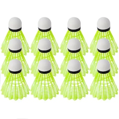 Kit Peteca de Badminton Gold Sports Nylon Amarelo 12 unidades - Foto 1