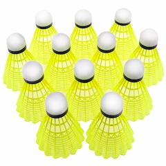 Kit Peteca de Badminton Gold Sports Nylon Amarelo 12 unidades - Foto 3