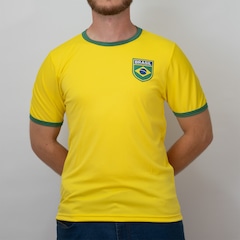Camisa Brasil Uniforme 1 Torcedor Amarelo Olden Sports - Masculino - Foto 2