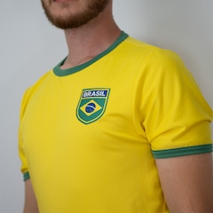 Camisa Brasil Uniforme 1 Torcedor Amarelo Olden Sports - Masculino - Foto 3