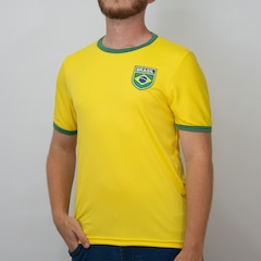 Camisa Brasil Uniforme 1 Torcedor Amarelo Olden Sports - Masculino - Foto 4