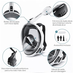 Mascara Subaquática de de Mergulho Gold Sports Full Face Confort Com Snorkel - Foto 2