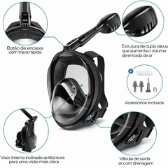 Mascara Subaquática de de Mergulho Gold Sports Full Face Confort IV Com Snorkel - Foto 5