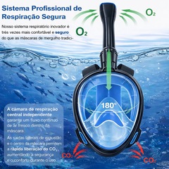 Mascara Subaquática de de Mergulho Gold Sports Full Face Confort IV Com Snorkel - Foto 7