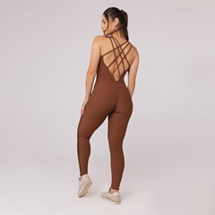 Macacão Fitness Orbis Fitness Longo Canelado Zero Transparência Bojo - Feminino - Foto 3