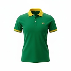 Kit 2 Camisas Brasil Polo Piquet Bordado Olden Sports Feminino - Foto 3