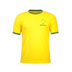 Camisa Brasil Uniforme 1 Torcedor Estrela Amarelo Olden Sports - Masculino - Foto 1