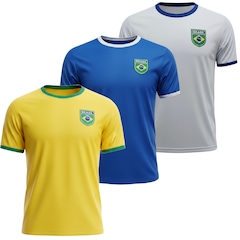 Kit 3 Camisas do Brasil Torcedor Símbolo Olden Sports - Masculina - Foto 1