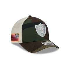 Boné New Era 9Forty M-Crown A-Frame Las Vegas Raiders NFL Salute Service 2025 Masculino - Foto 3