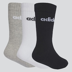 Kit Meia Adidas Linear CRW - 3 Pares - Infantil - Foto 2