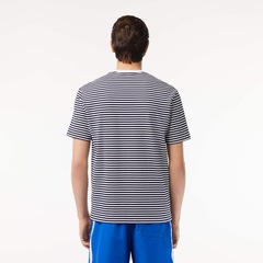Camiseta Lacoste Listrada de Algodão Pesado Lacoste Masculina - Foto 4