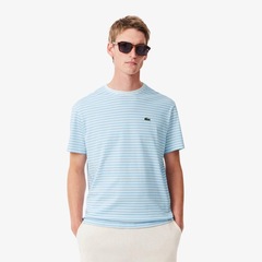 Camiseta Lacoste Listrada de Algodão Pesado Lacoste Masculina - Foto 7