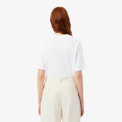 Camiseta de Algodão com Caimento Relaxado Lacoste Feminina - Foto 4