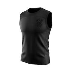 Camisa Regata do Corinthians All Black Bordado Coimbra - Masculina - Foto 1