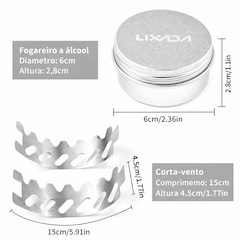 Mini Fogareiro Gold Sports Para Acampamento Portátil a Álcool Com Tampa e apoiador - Foto 5