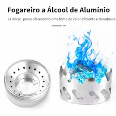 Mini Fogareiro Gold Sports Para Acampamento Portátil a Álcool Com Tampa e apoiador - Foto 6