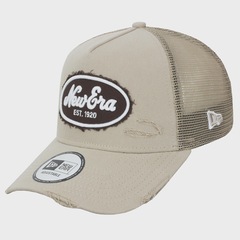 Boné Aba Curva New Era Canvas Distress Trucker Beige Importado - Foto 2