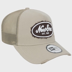 Boné Aba Curva New Era Canvas Distress Trucker Beige Importado - Foto 3