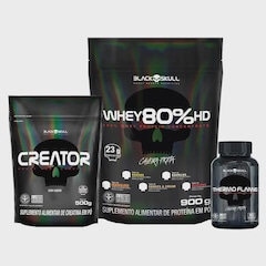 Kit Whey 80% HD 900g + Creator 500g + Thermo Flame 60 tabs Black Skull - Foto 1
