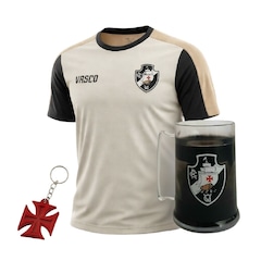 Kit Camisa do Vasco da Gama Estouro Gold + Caneca + Chaveiro Borracha Braziline - Masculina - Foto 1