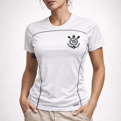 Camisa do Corinthians Baby Look Recortes Lateral Coimbra - Feminina - Foto 2