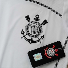 Camisa do Corinthians Baby Look Recortes Lateral Coimbra - Feminina - Foto 3