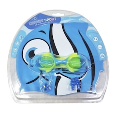 Kit Natação Convoy Óculos + Touca + Protetor Ouvido e Nariz Infantil - Foto 1