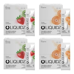 Kit 4 Caixas LIQUIDZ® - Eletrólitos Zero Açúcares - Morango | Tangerina - 56 sachês - Foto 1