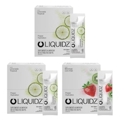 Kit 3 Caixas LIQUIDZ® Eletrólitos Zero Açúcar Limonada | Morango 42 Sachês - Foto 1