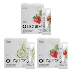 Kit 3 Caixas LIQUIDZ® - Eletrólitos Zero Açúcares - Morango |Limonada - 42 sachês - Foto 1