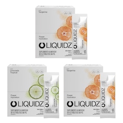 Kit 3 Caixas LIQUIDZ® - Eletrólitos Zero Açúcares - Tangerina | Limonada - 42 sachês - Foto 1