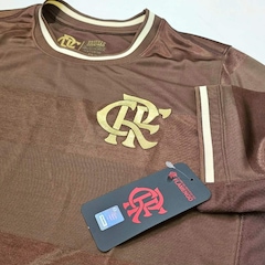 Camisa Flamengo Símbolo Gold Marrom Coimbra - Masculino - Foto 3