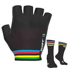 Kit Luvas de Ciclismo Meio Dedo Curto ERT Campeão Mundial + Par de Meias - Foto 1