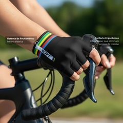 Kit Luvas de Ciclismo Meio Dedo Curto ERT Campeão Mundial + Par de Meias - Foto 4
