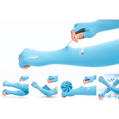 Manguito Térmico Compressão Gold Sports Dedos Dry Proteção UV+50  2 pçs - Foto 2