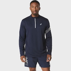 Camiseta ASICS Icon LS 1/2 Zip de Manga Longa Masculino - Foto 1