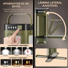 Lanterna Gold Sports Eco Led Portátil Tenda Camping SolaR 4 Led Recarregável e Dobrável - Foto 3