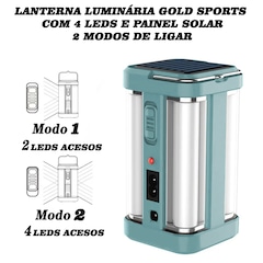 Lanterna Gold Sports Eco Led Portátil Grande Camping Solar Portátil de 4 Led Recarregável - Foto 3