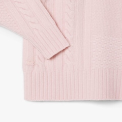 Suéter de Lã de Gola Alta com Efeito Patchwork Lacoste Feminino - Foto 6