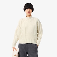 Suéter de Lã de Gola Alta com Efeito Patchwork Lacoste Feminino - Foto 1