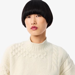 Suéter de Lã de Gola Alta com Efeito Patchwork Lacoste Feminino - Foto 2