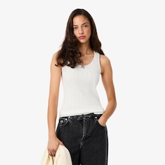 Camiseta Regata de algodão de malha Pointelle slim fit Lacoste Feminina - Foto 1
