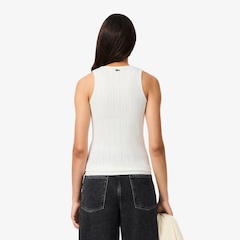 Camiseta Regata de algodão de malha Pointelle slim fit Lacoste Feminina - Foto 3