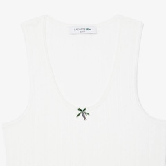 Camiseta Regata de algodão de malha Pointelle slim fit Lacoste Feminina - Foto 5